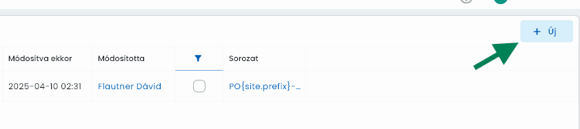 Új rekord hozzáadása gomb