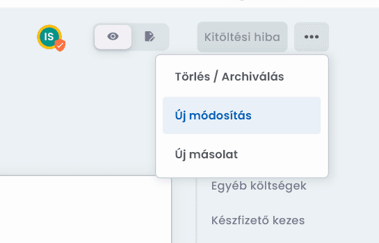 Új módosítás gomb