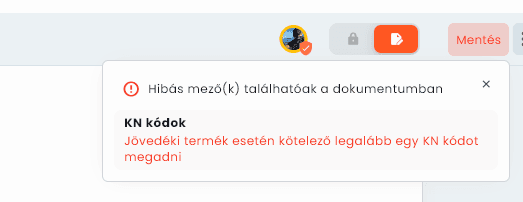 Mentés gomb (kitöltési hiba)