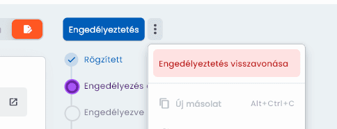 Státuszváltás visszavonása menüpont
